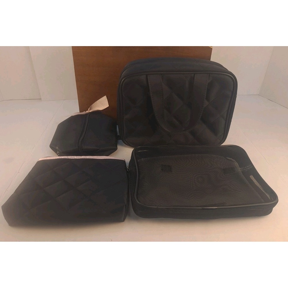 Mary Kay Black Quilted Travel Cosmetic Bag Makeup Organizer Pink Interior